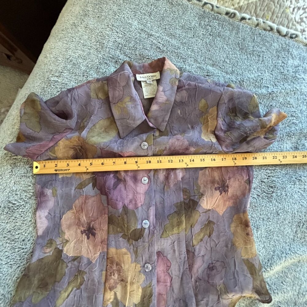 Vtg Miss Dorby Dress Size 10 2 Piece Set Floral Fairy Sheer Crinkle Boho 19179x - Picture 4 of 15